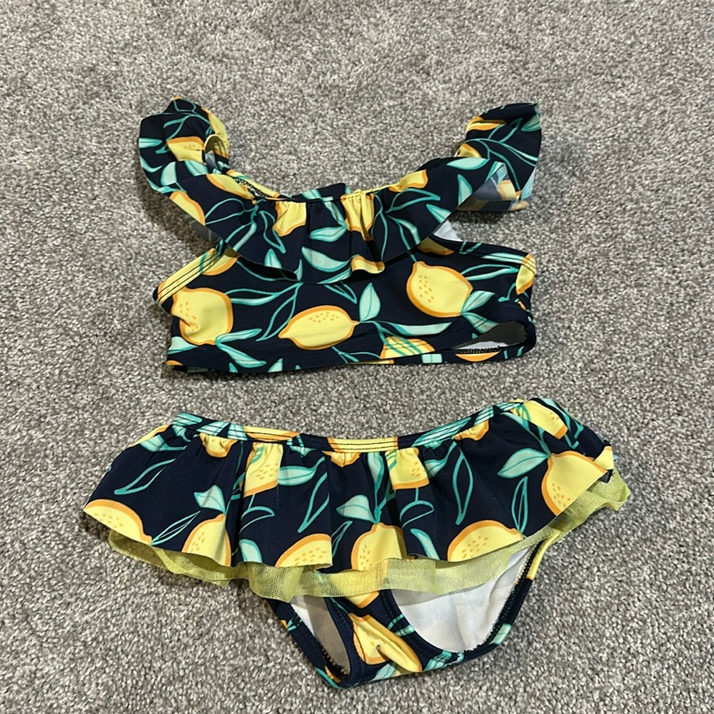 Cat & Jack Lemon two‎ piece bathing suit bikini size 4T